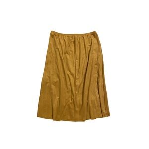 Vintage 90's Brown Tan Velvet Boho Bohemian Midi Skirt Women's Medium Mustard